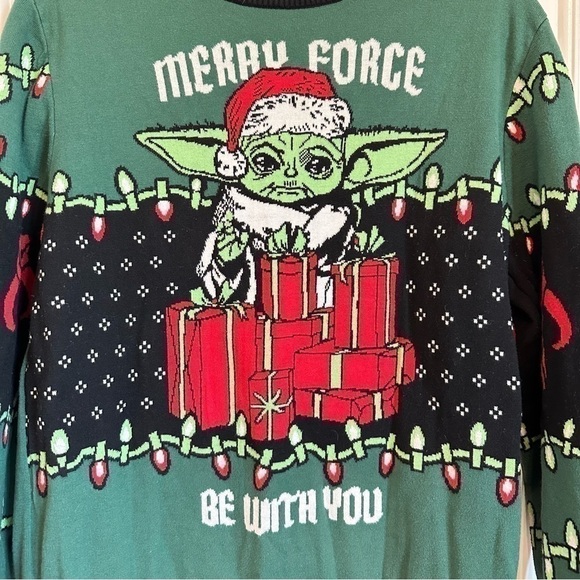 Star Wars Christmas sweater yoda holiday soft cozy comfy green red unisex XL - Picture 2 of 9